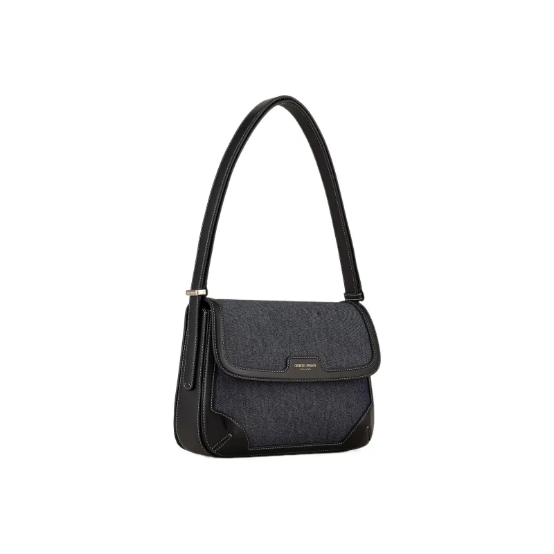 AMANI Fabric With Leather Handbag Shoulder Bag Women's Blue-1