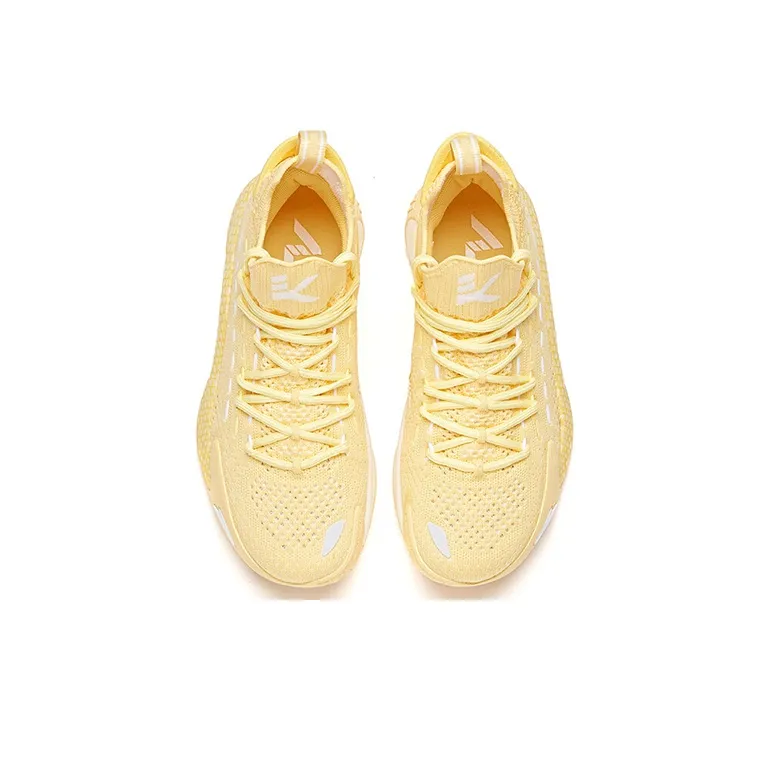 PECHOIN x Anta Cushioning Anti Slip And Wear Resistant Mid Top Basketball Shoes Women's Yellow White-2