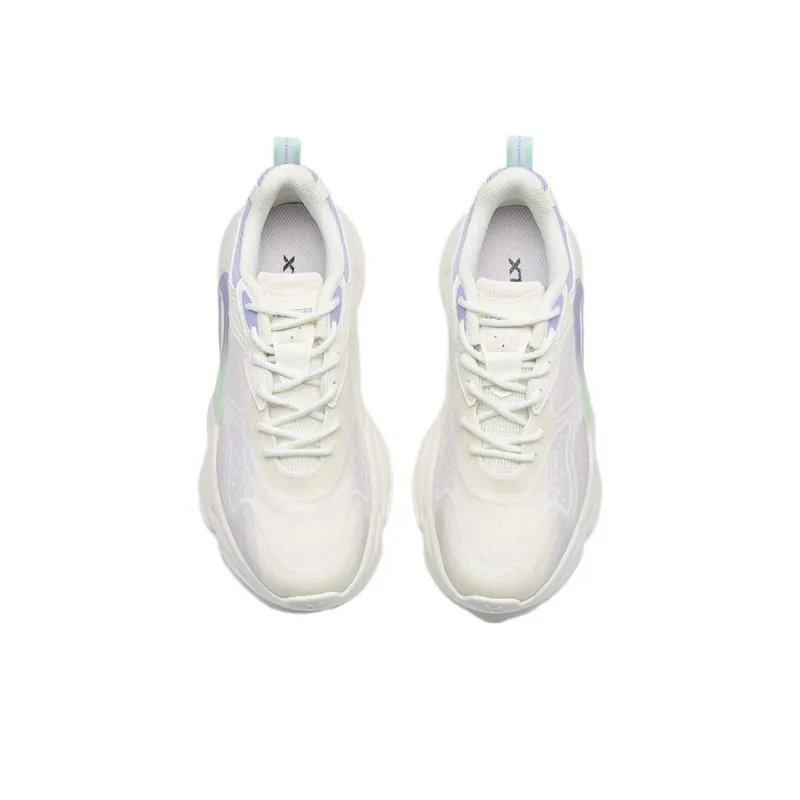 XTEP Nomadic Anti Slip And Wear Resistant Breathable Low Top Sports Casual Shoes Women's White Cyan Purple-4