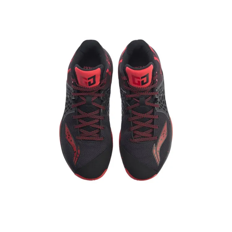 LiNing SONIC 7 TD Durable Breathable Mid Top Basketball Shoes Men's Black Red-3