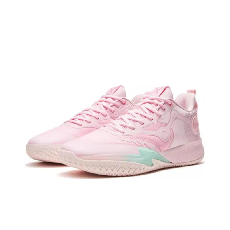 XTEP Lin Storm 2 Generation Cushioning Wear Resistant Rebound Low Top Basketball Shoes Men's New Ice Pink-1