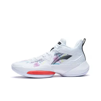 LINING Power Basketball Shoes Men Mid Top Standard White/Black/Red