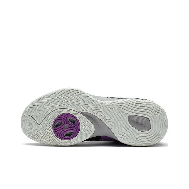 LiNing Storm 2022 V2 Cushioning Anti-Slip And Wear-Resistant Coverage Support Mid-Top Basketball Shoes Black Purple-3