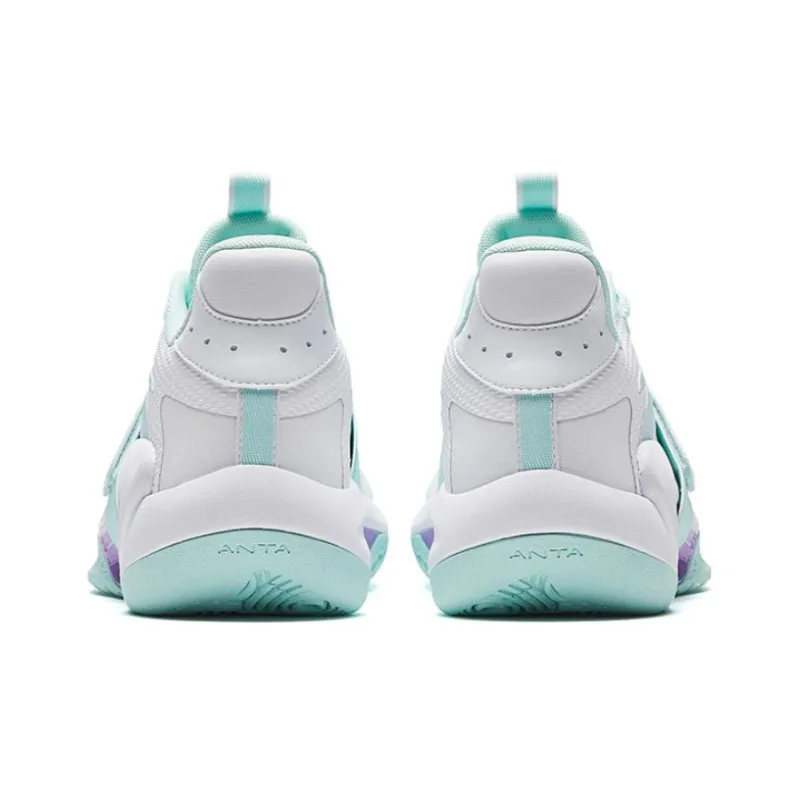 Anta Sanfenyu Lite Anti Slip Wear Resistant Mid Top Basketball Shoes Men's White Green-3