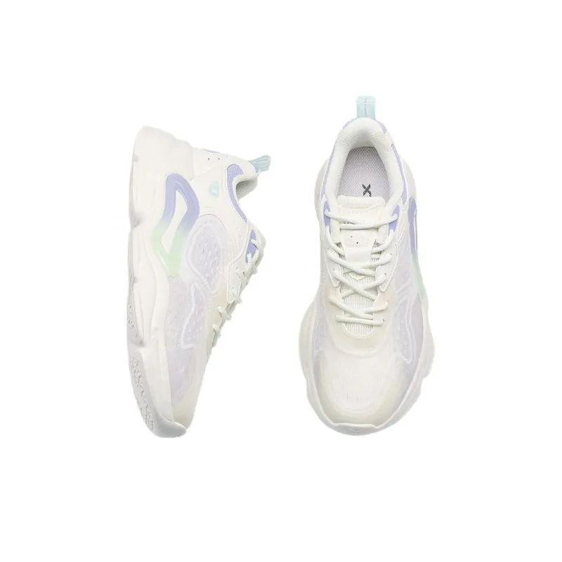 XTEP Nomadic Anti Slip And Wear Resistant Breathable Low Top Sports Casual Shoes Women's White Cyan Purple-3
