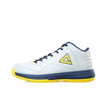 PEAK Basketball Shoes Men Mid Top Glacier Gray/Sparkling Yellow
