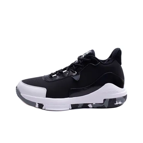 PEAK Non slip Wear resistant Shock Absorption Mid Top Performance Basketball shoes where Men's Black White