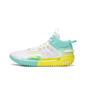 LiNing Badfive 3 Cushioning, Slip Resistant, And Abrasion Resistant Mid Top Basketball Shoes Men's White Green Yellow