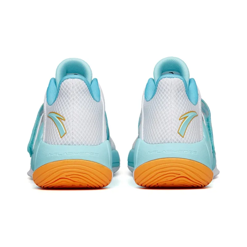 Anta Water Flower 4 Anti-Slip Wear-Resistant Low-Top Basketball Shoes White Blue Orange-3