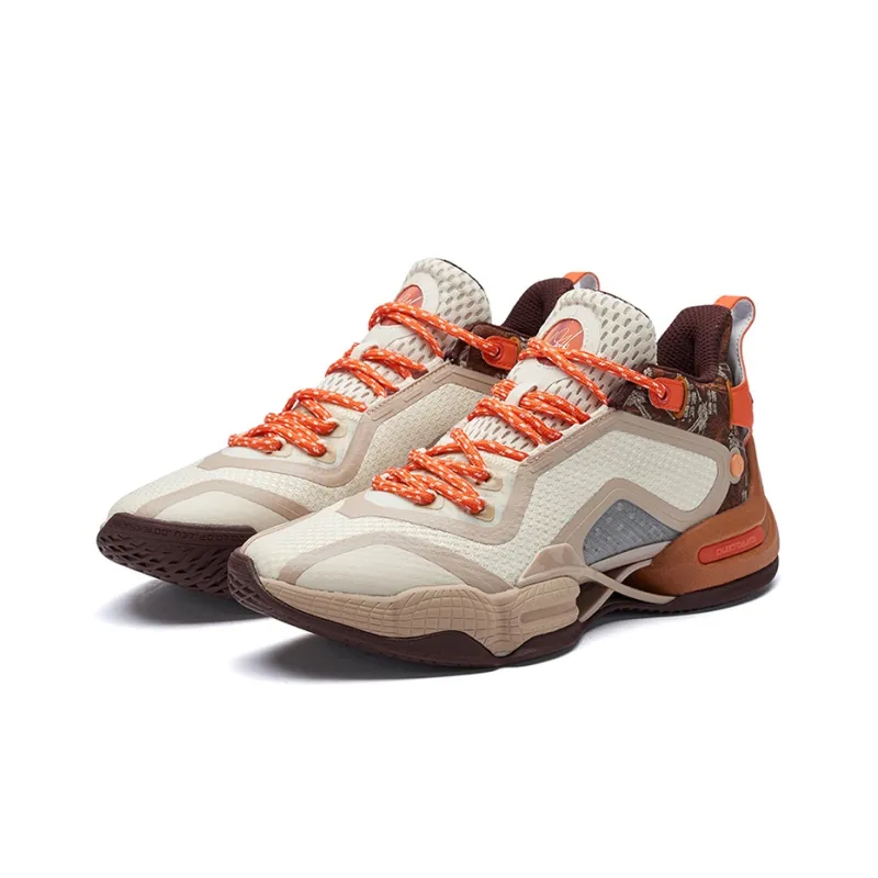 361° Aaron Gordon AG2 Wear Resistant Slip Resistant Mid Top Performance Basketball Shoes Men's Beige Umber-2