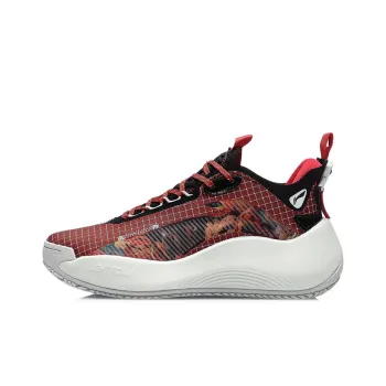 LiNing BD5 Street Sole Slip Resistant Cushioning Low Top Basketball Shoes Women's National Painting Red