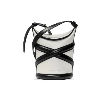Alexander McQueen THE CURVE BAG Cow Leather Handbag Shoulder Bag Crossbody Bag Regular Women's Ivory White/Black