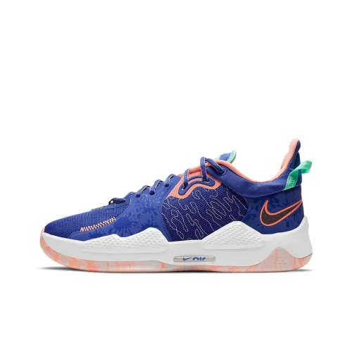 Nike PG 5 Basketball Shoes Unisex Low-Top Blue/Green/Pink