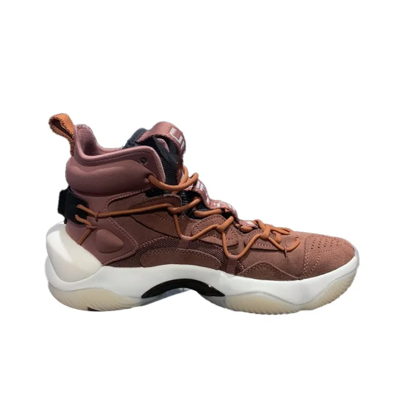 LiNing Power 6 Cushioned Slip Resistant High Top Performance Basketball Shoes Men's Muddy Gray Brown-1