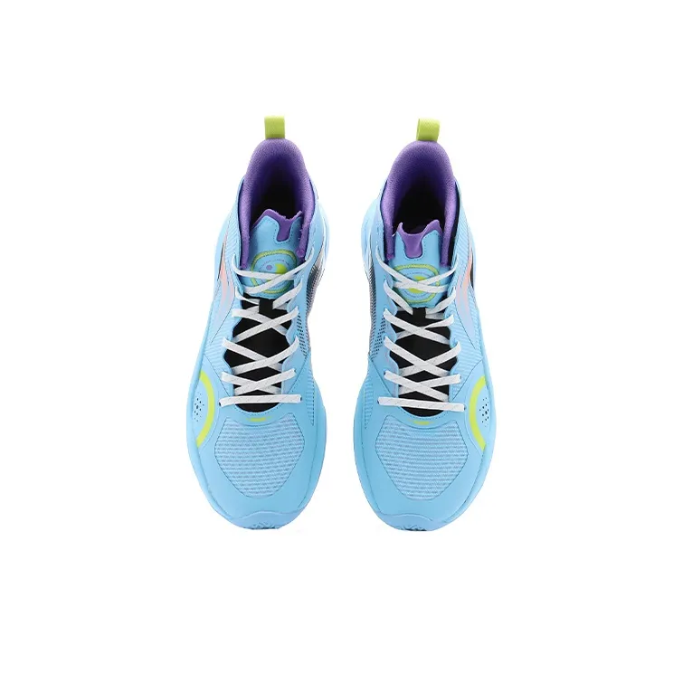 LiNing YuShuai 15 䨻 Cushioning Anti Slip And Wear Resistant Mid Top Basketball Shoes Men's Moon White Blue-4
