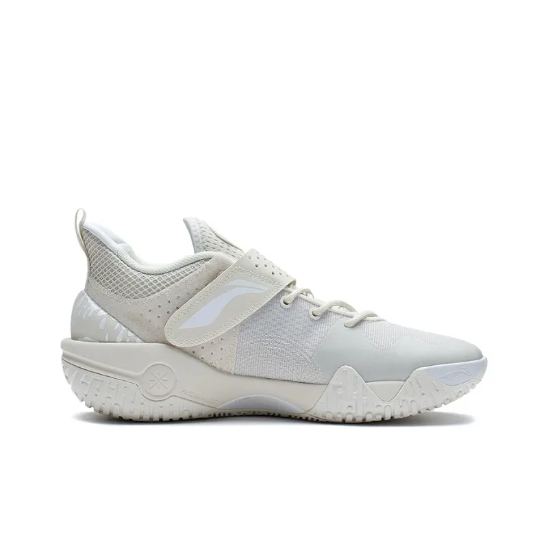 LiNing Cushioning, Slip Resistant, Abrasion Resistant, Coverage, Support Low Top Basketball Shoes Men's Pearl White-1