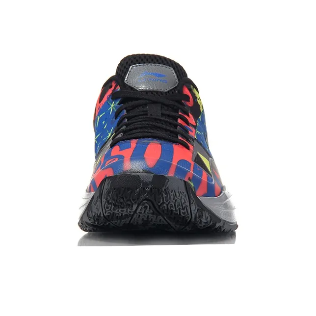 LINING Night Stalker Basketball Shoes Men Low Top Gray/Blue/Red-3
