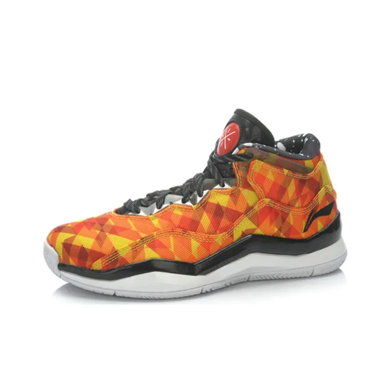LiNing WOW 3 Non slip Lightweight Mid Top Basketball Shoes Men's Orange Yellow-1