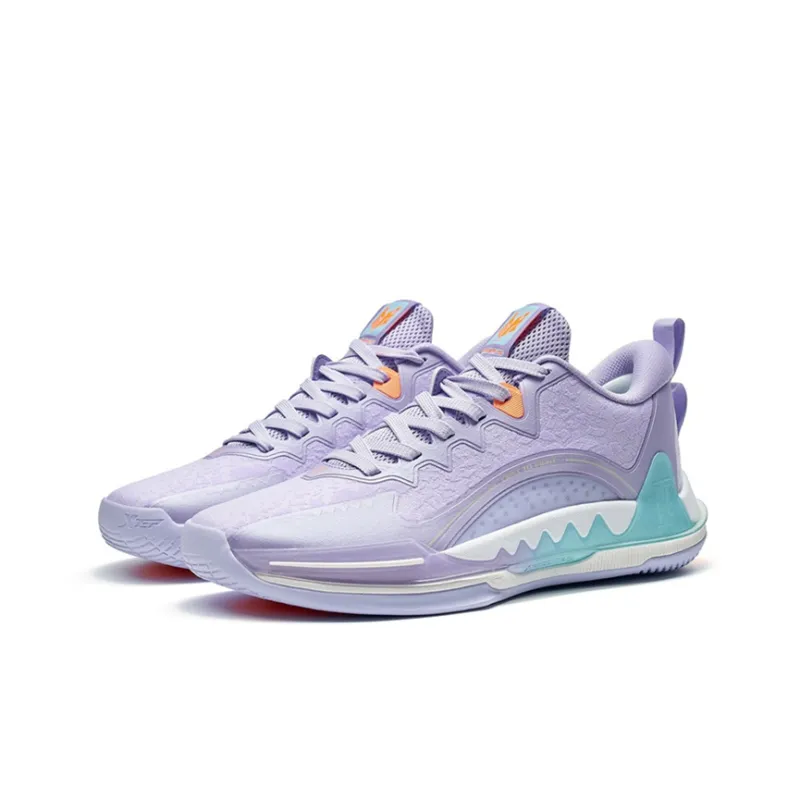 XTEP Melee 1 Basketball Shoes Men Low Top Lavender/Sail White-2
