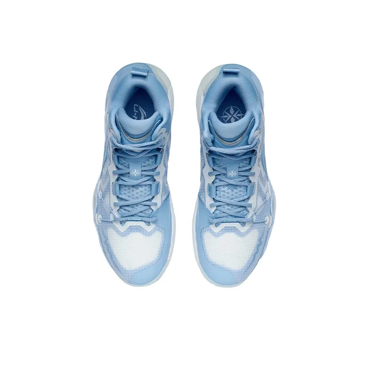 LiNing Liren 2 Cushioning Slip Resistant Coverage Support Rebound Mid Top Basketball Shoes Snow Blue-3