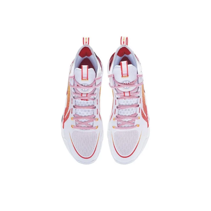 LiNing SONIC Ultra Cushioning Anti Slip And Wear Resistant Mid Top Basketball Shoes Men's White Red-3