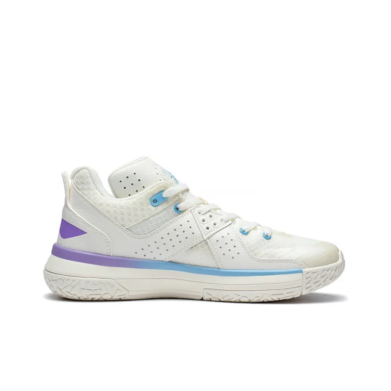 LiNing All City 5 Anti Slip Wear Resistant Mid Top LI NING CLOUD/LINING Cloud Basketball Shoes Men's White Blue Purple-1
