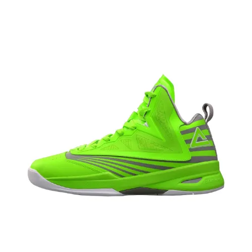 PEAK Basketball Shoes Men High-Top Neon Green