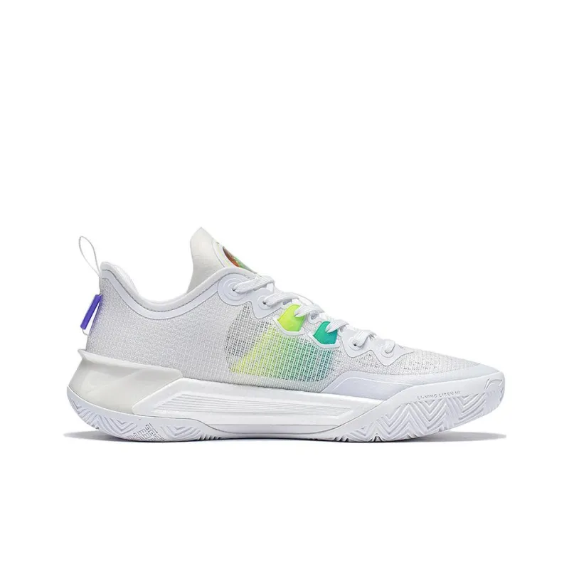 LiNing Liren 3 V2 Rainbow Durable Breathable Low-Top Basketball Shoes Unisex Fluorescent White Yellow-1