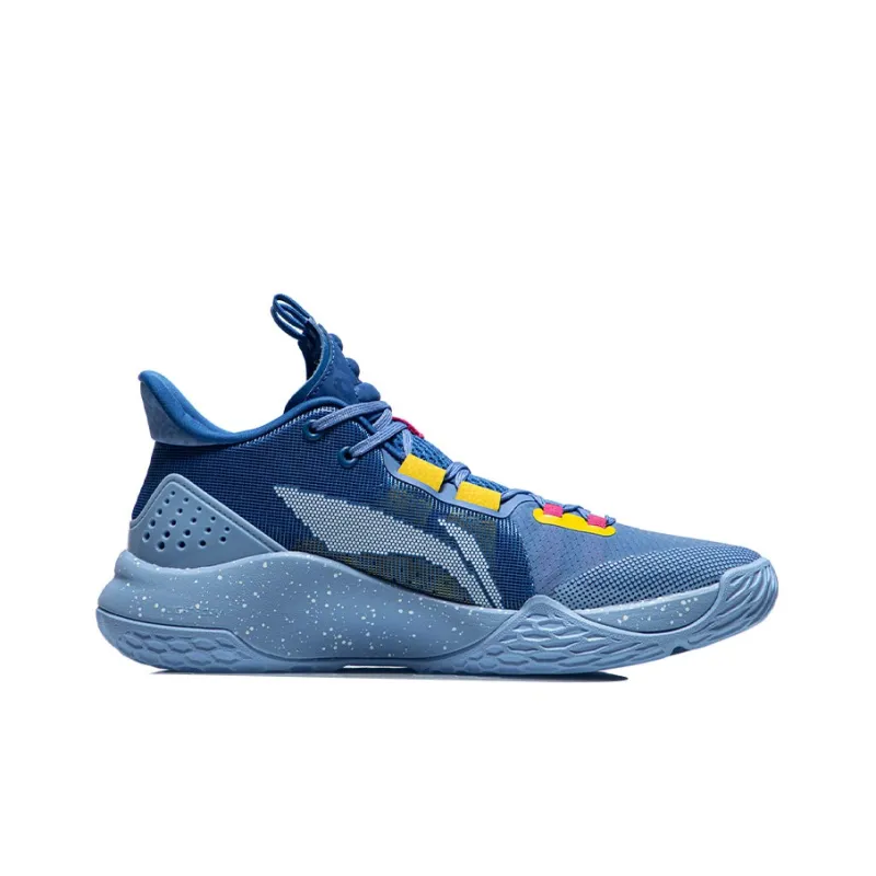 LiNing Combat Low Slip-Resistant Cushioning Wear-Resistant Low-Top Basketball Shoes Blue Yellow-1