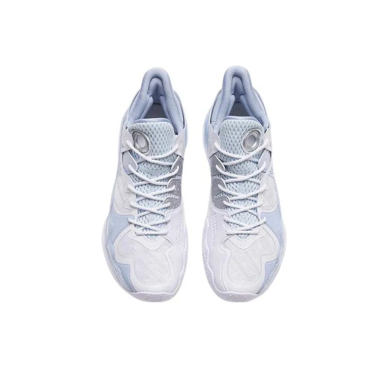 Anta Shock Wave 4 Cushioning Anti-Slip And Wear-Resistant Low-Top Basketball Shoes Blue White-2