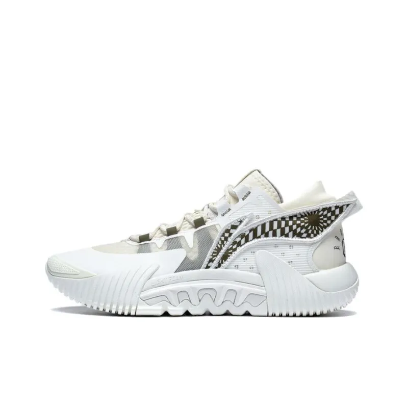 LiNing Badfive 2 Low Anti Slip And Wear Resistant Rebound Low Top Outdoor Performance Basketball Shoes Men's Ecru-0