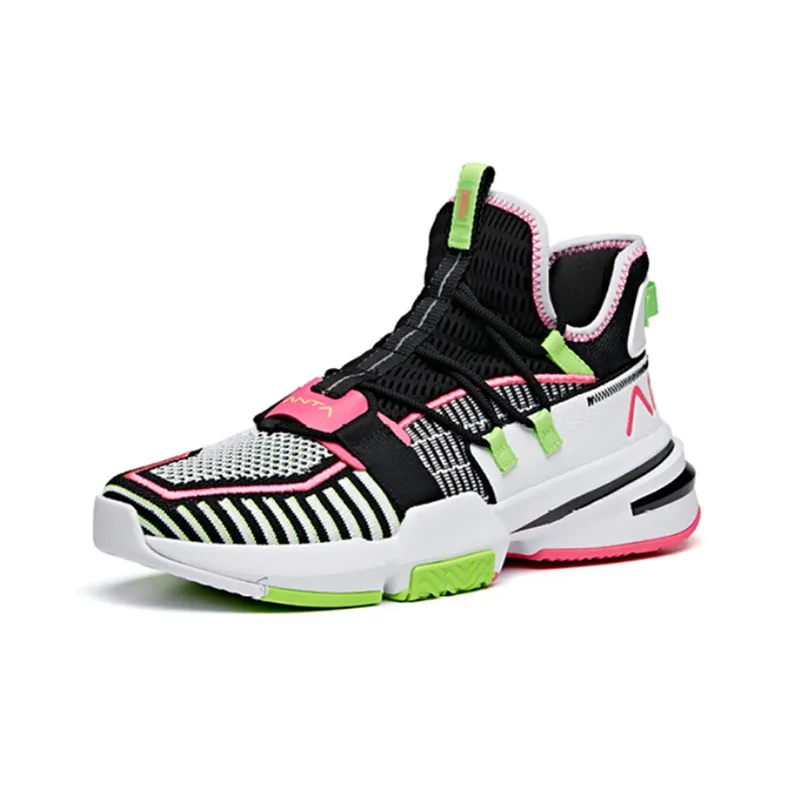Anta Craze 1 Durable Breathable Low Top Basketball Shoes Men's Black Pink-2