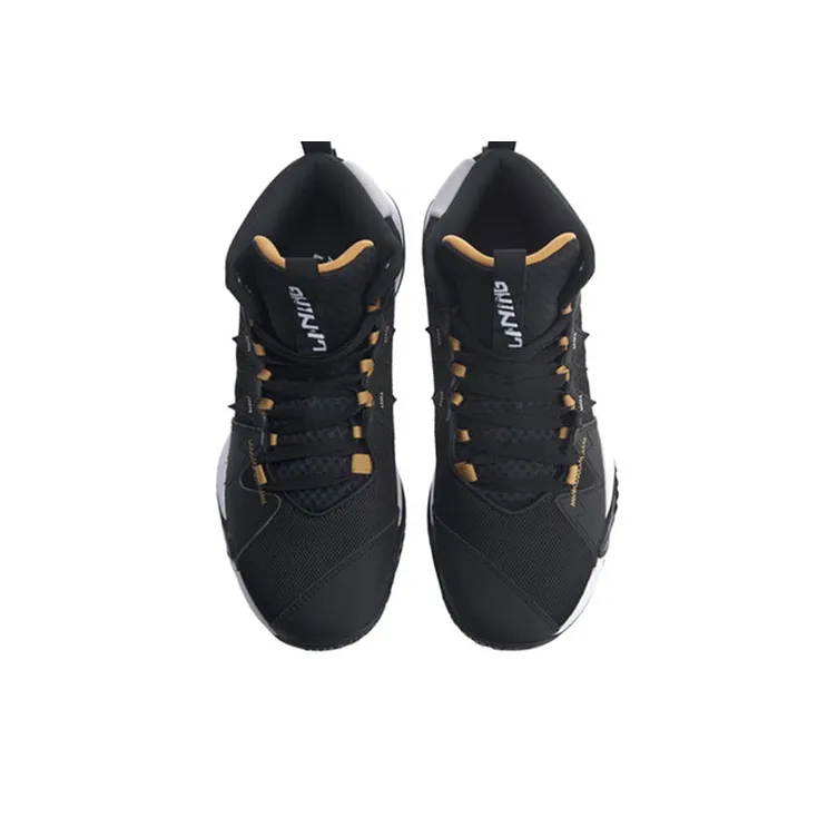LiNing Storm OUTDOOR Cushioned Wear Resistant Slip Resistant Mid Top Performance Basketball Shoes Men's Black White-3