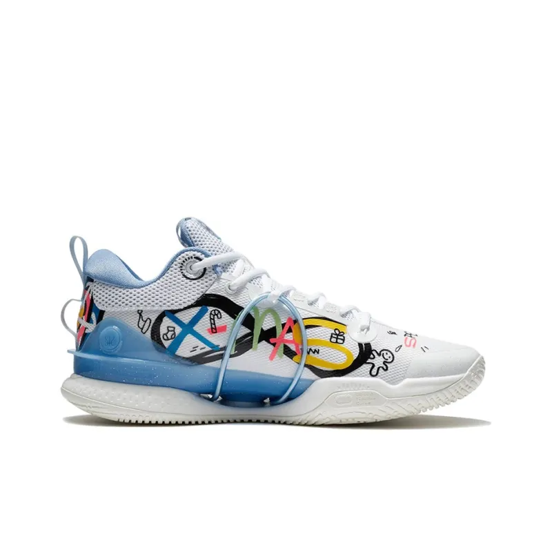 LINING Speed 8 Basketball Shoes Men Low Top White Blue-1