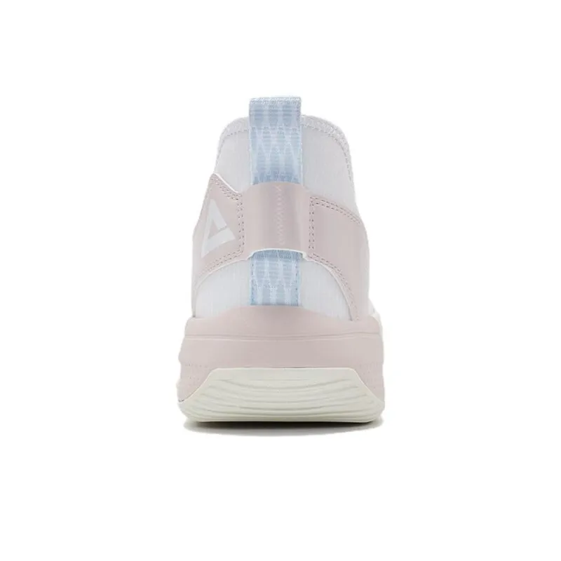 PEAK Lanying Cushioning Anti Slip And Wear Resistant Lightweight Rebound Low Top Basketball Shoes Unisex White Pink-3
