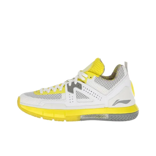 LINING WOW 5 Basketball Shoes Men Low-Top White/Lemon Yellow