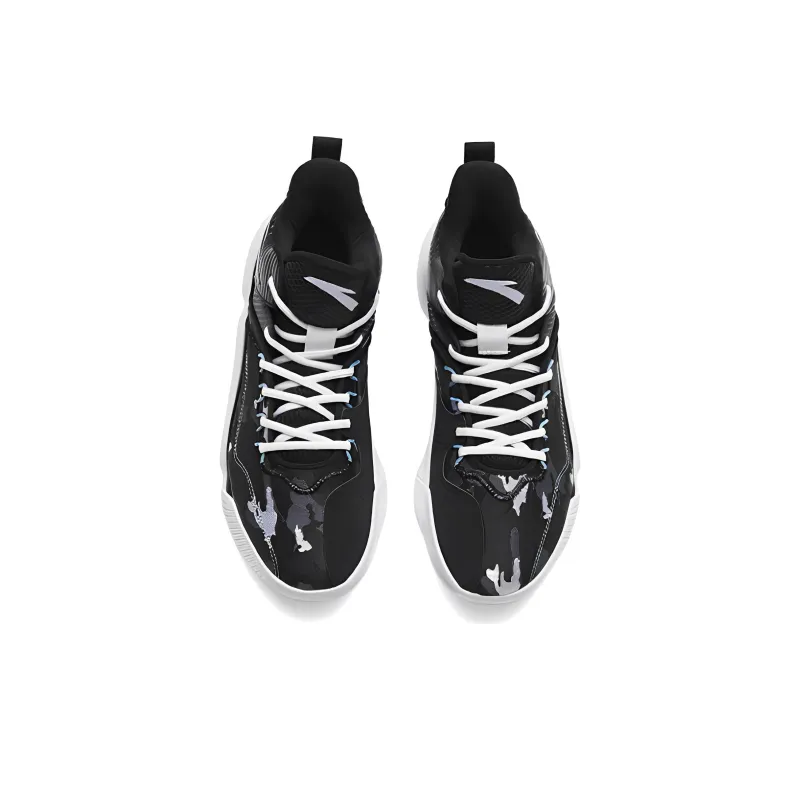 Anta Laser 4 Anti Slip Wear Resistant Mid Top Basketball Shoes Men's Black White-3