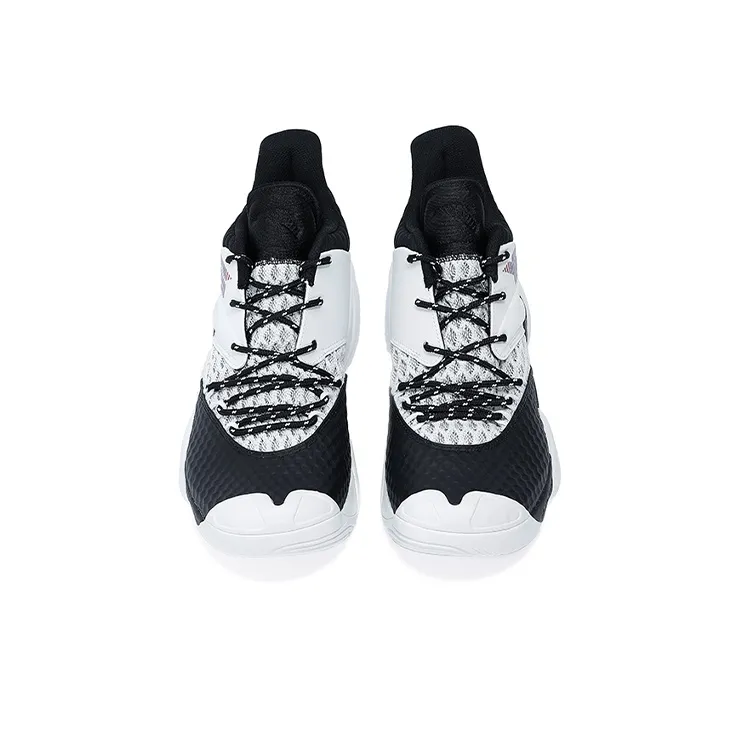 Anta Anti-Slip Wear-Resistant Mid-Top Performance Basketball Shoes Men's Black White Gray-3