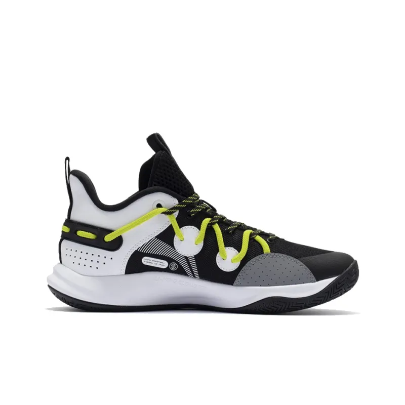LiNing Speed Team Abrasion Resistant Slip Resistant Low Top Basketball Shoes Black White-1
