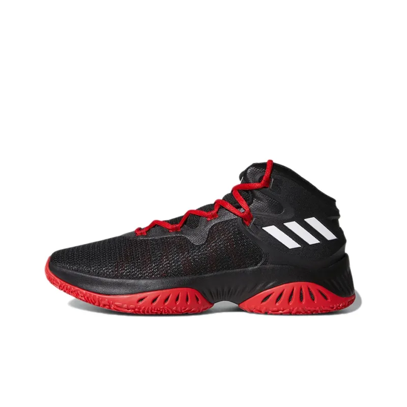 Adidas D Rose Explosive Bounce Wear Resistant Mid Top Basketball Shoes Men's Black Red-0