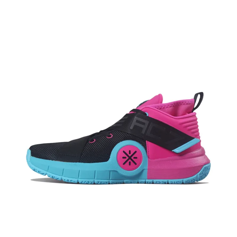 LiNing All City 7 Wade Collection, South Beach Non slip Lightweight Mid Top Basketball Shoes Men's Black Pink Blue-0