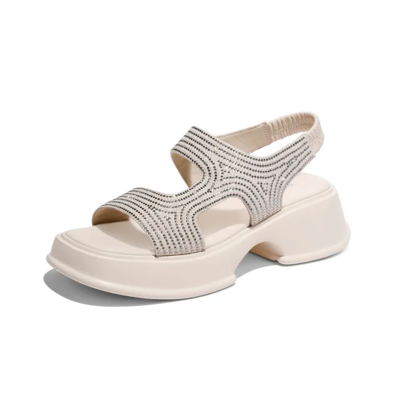 BELLE Stylish Sandals Women's Ecru Black-1
