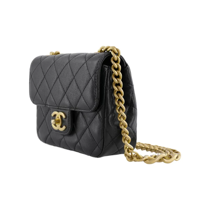 CHANEL Sheepskin Chain Bag, Shoulder Bag, Crossbody Bag Trumpets Women's Black-1