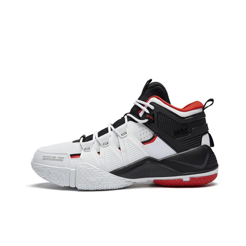 361° QU!KFOAM Cushioning Anti Slip And Wear Resistant Mid Top Performance Basketball Shoes Men's White Black-0