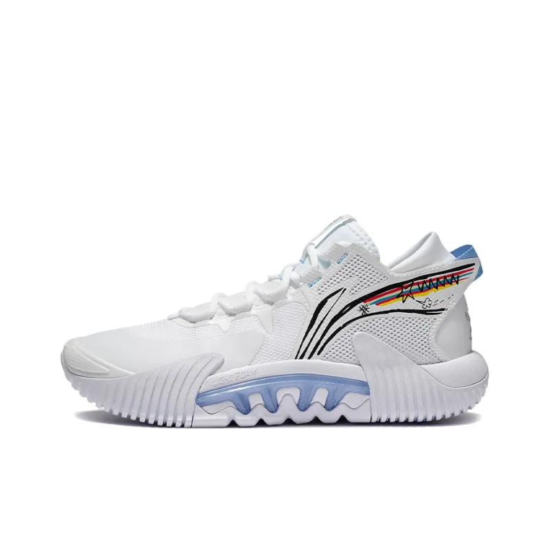 LINING Badfive 2 Low Basketball Shoes Men Low Top White/Blue-0