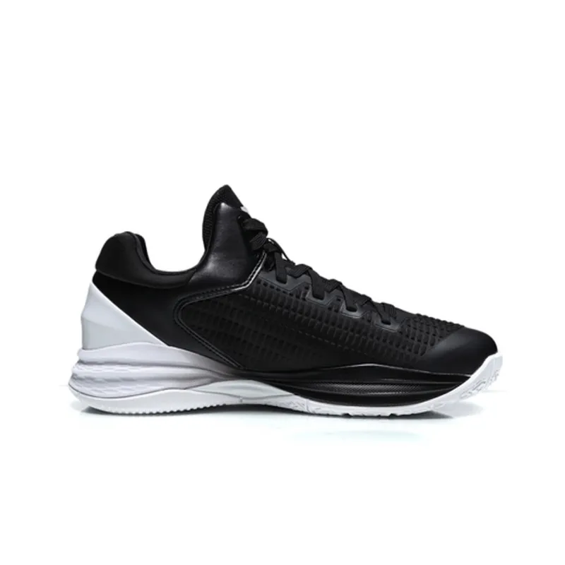 LiNing Night Stalker Professional Competition Shoes Non slip Lightweight Low Top Basketball Shoes Men's Black White-1