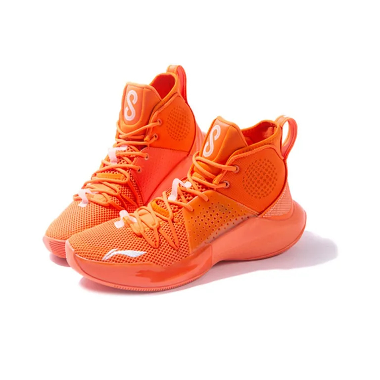 LiNing SONIC 8 Anti Slip Wear Resistant High Top Basketball Shoes Men's Carrot Orange-2