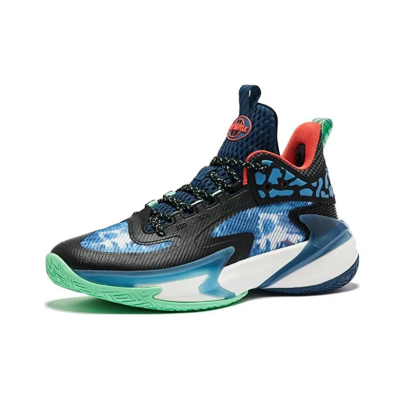 QIAODAN Sharp Edge 6.0 Cushioning Anti Slip And Wear Resistant Rebound Low Top Basketball Shoes Men's Black Blue Green-1