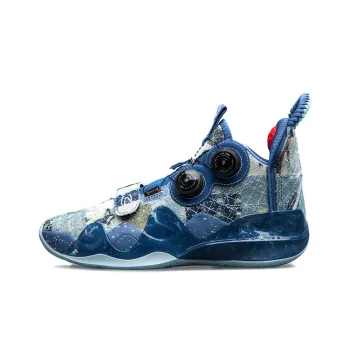 LiNing WOW 8 Moment Cushioning Anti Slip And Wear Resistant Mid Top Performance Basketball Shoes Black Blue