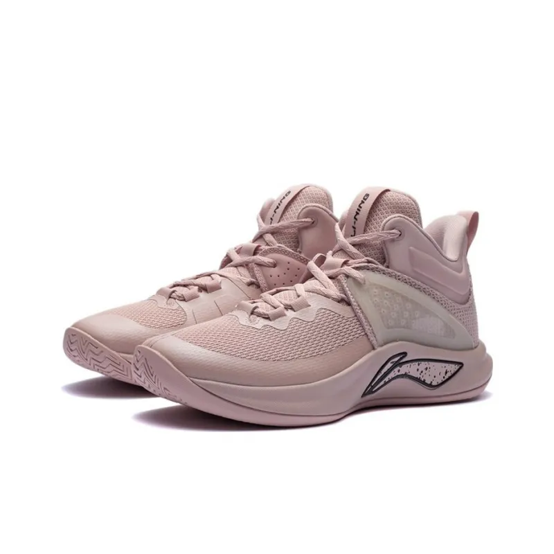LiNing Flashing Durable Breathable Mid-Top Basketball Shoes Misty Rose Pink-2